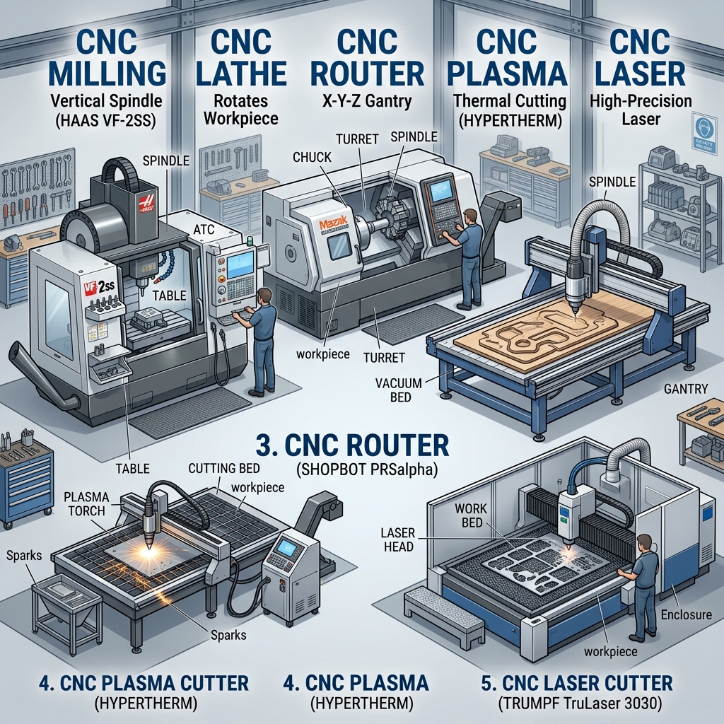 CNC Machine Types at a Glance